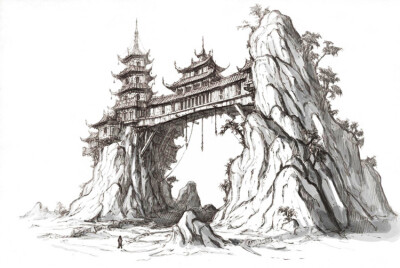 古风场景 背景线稿233张 古典建筑风景插画 手绘上色临摹素材小图