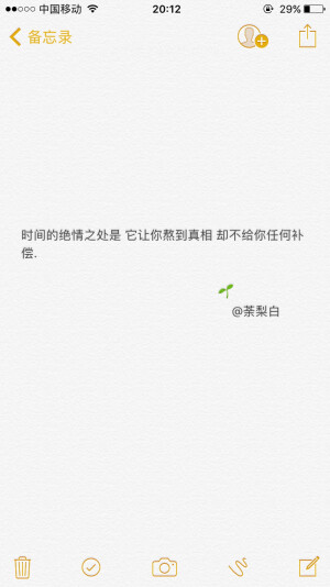 备忘录文字。时间的绝情之处是 它让你熬到真相 却不给你任何补偿.