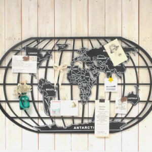 美式loft世界地图铁艺壁饰创意网格照片夹房间挂饰奶茶店墙面装饰