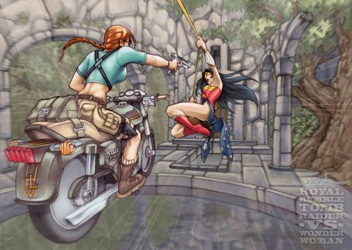 Lara Vs. Wonder Woman by Neekou