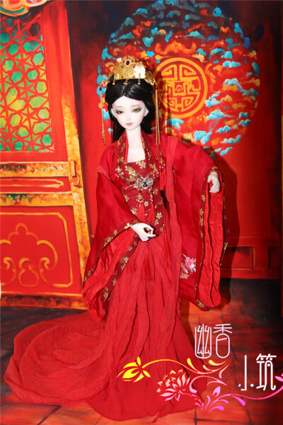 定制 bjd3分古装头饰 古装首饰 bjd娃娃古装衣服 手工绣花衣服 新娘