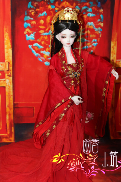 定制 bjd3分古装头饰 古装首饰 bjd娃娃古装衣服 手工绣花衣服 新娘