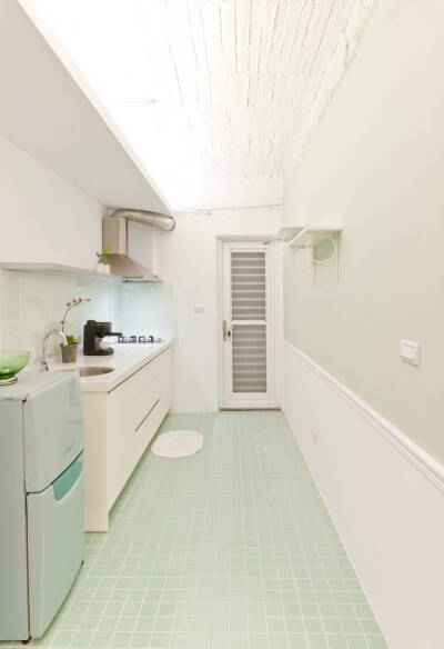 薄荷绿少女心小清新厨房