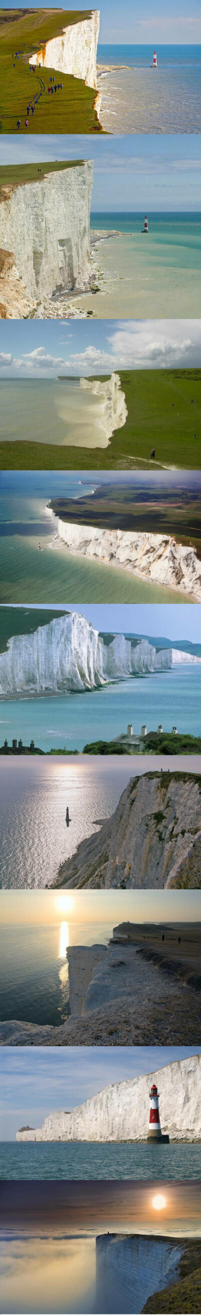 纯白色的悬崖
位于英格兰南部海岸的多弗尔悬崖（The White Cliffs of Dover）是航海者异常熟悉的地标，这一抹耀眼的白色也是许多游客对英格兰的第一印象。站在崖顶的草地上眺望海峡，还能隐约看见远处法国的海岸线。