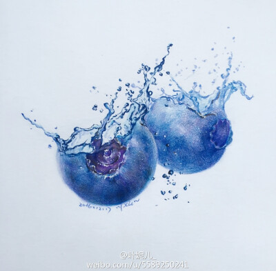 彩铅画：蓝莓 （ 作者：叶妮儿_） ​ ​​​