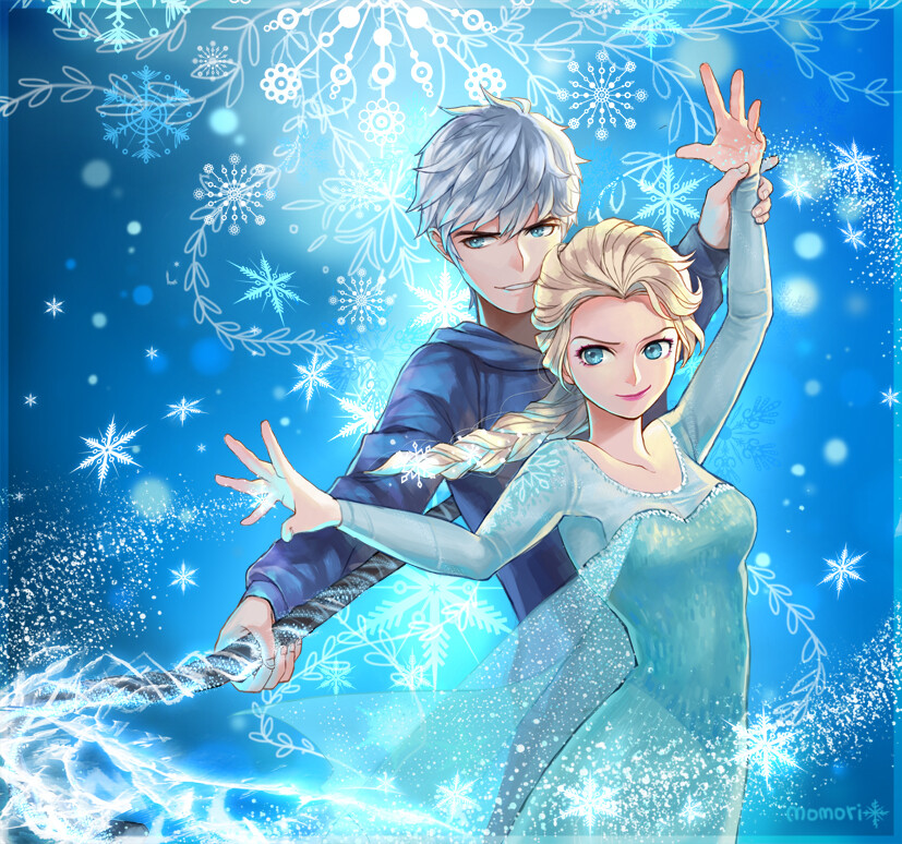 Jack from Rise of the Guardians & Elsa from Frozen