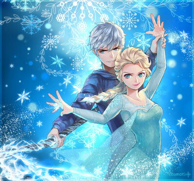 Jack from Rise of the Guardians & Elsa from Frozen