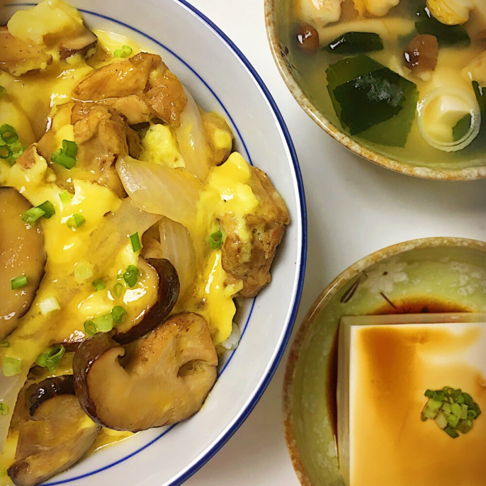 深夜食堂跟风之2，亲子饭+凉豆腐+味增汤～