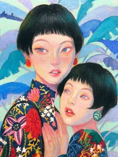 来自ins韩国插画师@ZIPCY ，插画，壁纸，手绘插画头像，头像