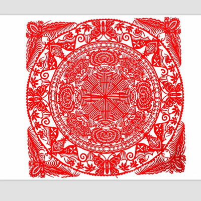 许灵平剪纸_蝙蝠团花_2