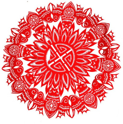 许灵平剪纸_蝙蝠团花