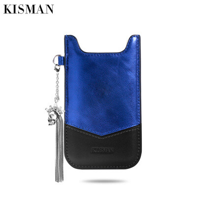 kisman苹果67plus手机套通用创意金属流苏吊坠贴膜质感真皮保护套