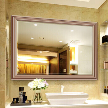 法兰棋卫浴镜 洗漱台卫生间镜 壁挂浴室镜 挂墙洗手间厕所镜子 银灰色 70*90cm