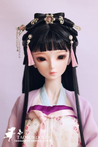 【桃酥2nd】【粉黛】bjd3分4分假发古装盘发