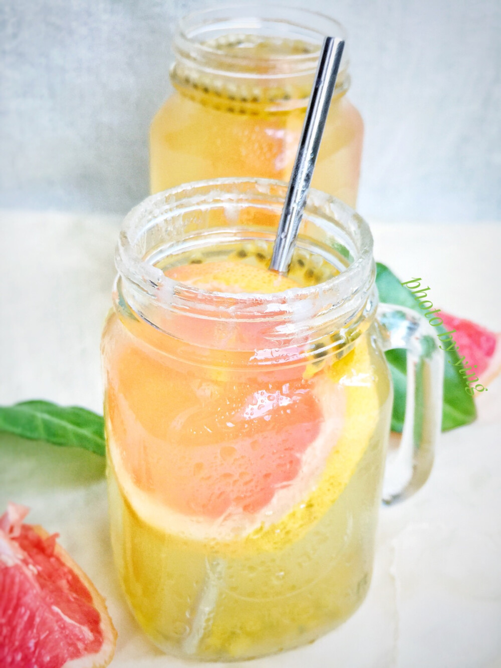 夏日百香果西柚茶