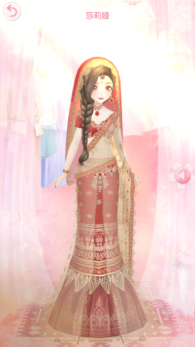 莎莉娅包含了东南亚女子最美丽的情怀，飘飘的纱丽和杜巴尔达围巾袅娜摇曳。