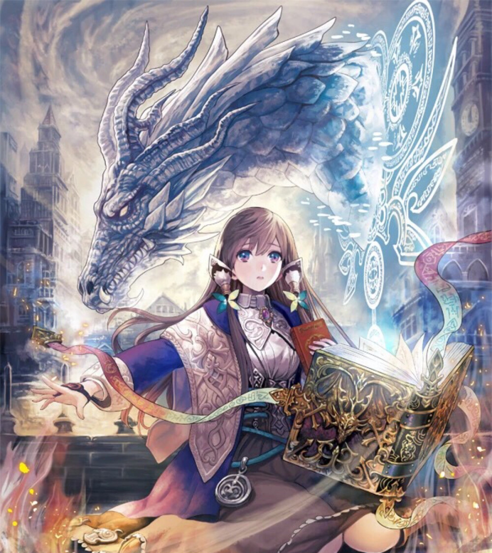 龙动漫少女魔幻魔法召唤精灵萝莉可爱