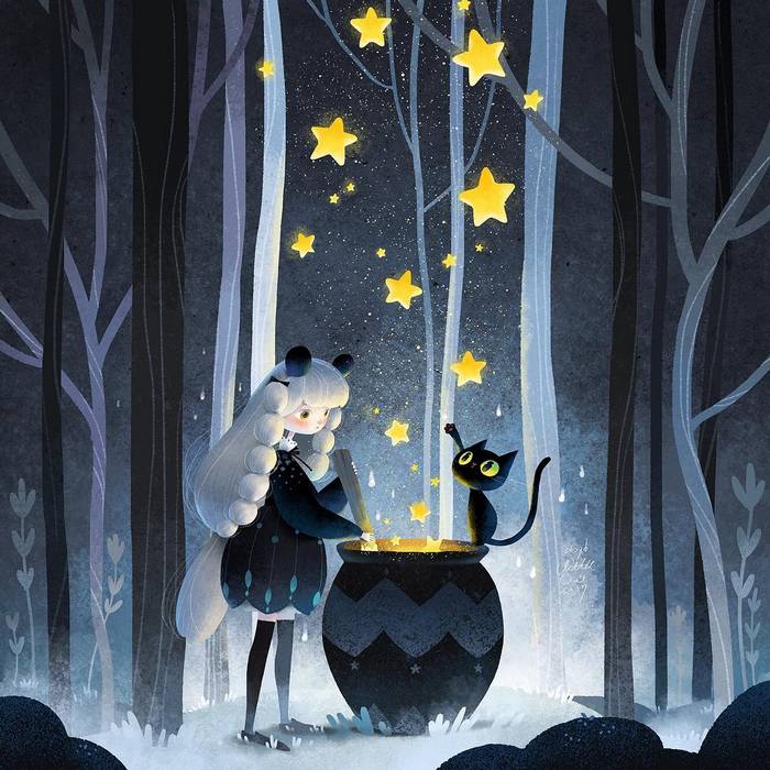 猫咪女孩小油画by插画师littleoil