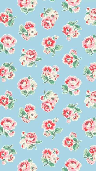 Cathkidston高清无水印壁纸 蓝色 花 清新