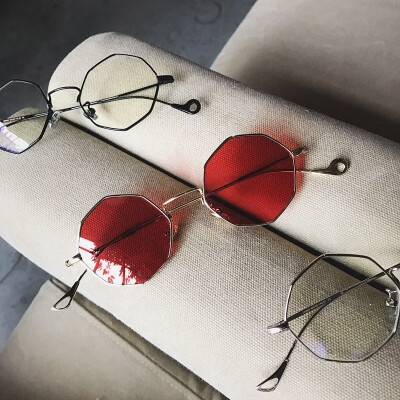 多边形vintage小框架金属眼镜复古太阳眼镜墨镜时尚文艺可配近视