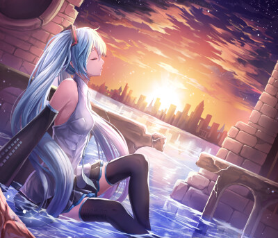 初音未来 绘师：Lunacle 本作品pixiv id=63658682