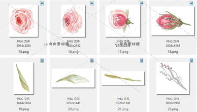 手绘水彩唯美粉色花朵花环婚礼请柬装饰图案PNG设计素材png220