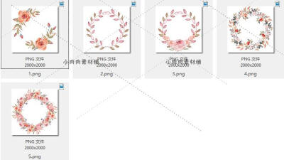 手绘水彩唯美粉色花朵花环婚礼请柬装饰图案PNG设计素材png220