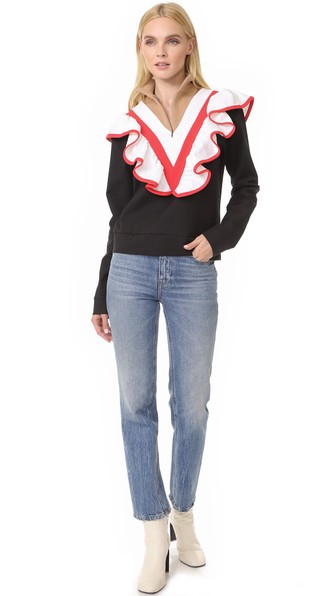 MSGM 半拉链荷叶边套衫