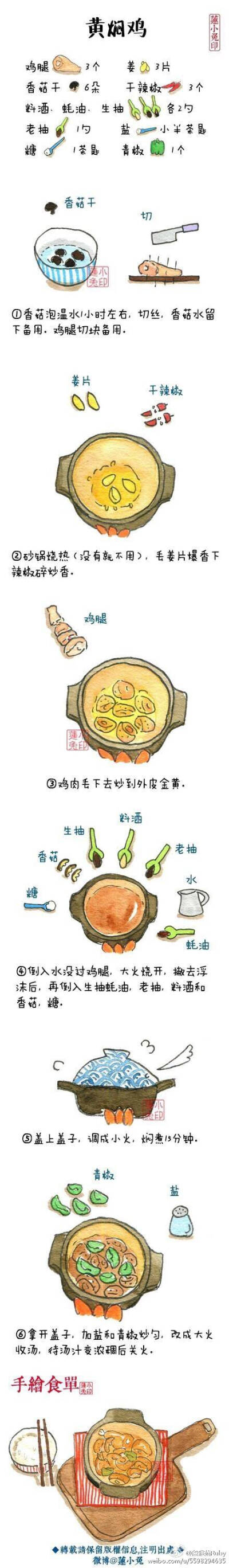 莲小兔手绘食谱-黄焖鸡