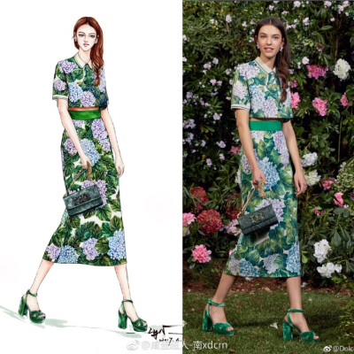 #水彩##水彩教程##手绘##插画##时装画##服装设计手稿##服装彩色效果图##服装设计##水彩花卉# @DolceGabbana #Dolce＆Gabbana# 2017秋冬绣球花系列～颜料：水彩+闪ps.比我想象的繁琐～——————————...展开全…