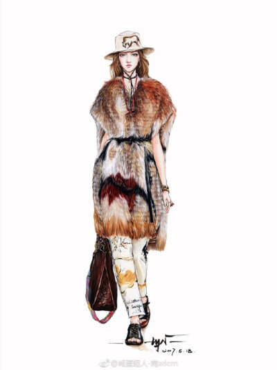 #水彩##水彩教程##手绘##插画##时装画##服装设计手稿##服装彩色效果图##服装设计##皮草##ChristianDior# 2018早春@Dior迪奥 为MariaGraziaChiuri点赞颜料：水彩皮草面料表现——————————@穿针引线官方微博 @…