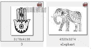 大象图腾炼金术几何纹身图形logo包装图案PNG免抠设计PS素材png84
