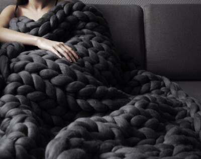 灰色系 8cm粗毛线100%羊毛毯手编粗毛线美丽奴羊毛ohhio同款盖毯