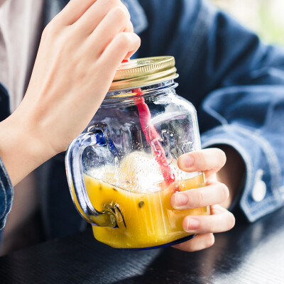 树可 夏日果汁杯透明带盖创意梅森杯公鸡杯大容量便携随手杯