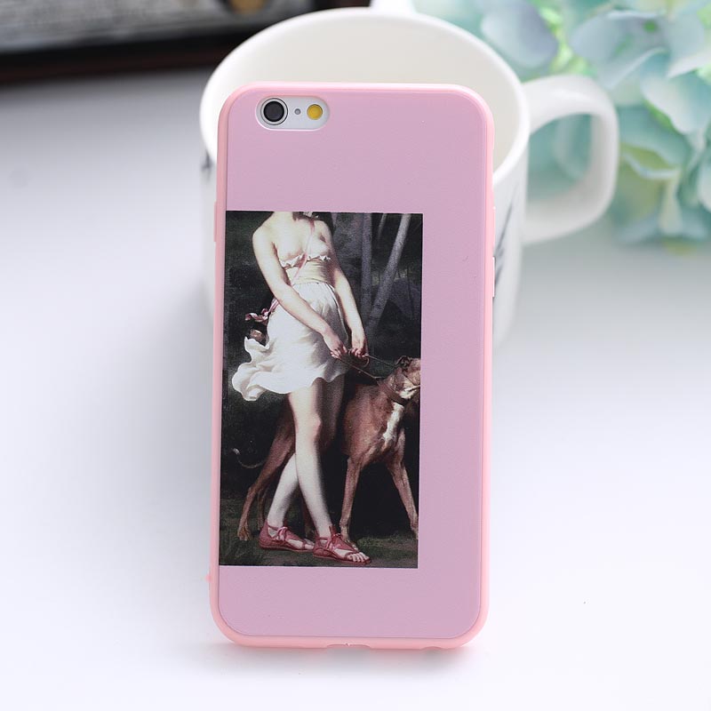苹果6手机壳iphone6保护套6splus磨砂硬壳女款创意时尚粉色全包边