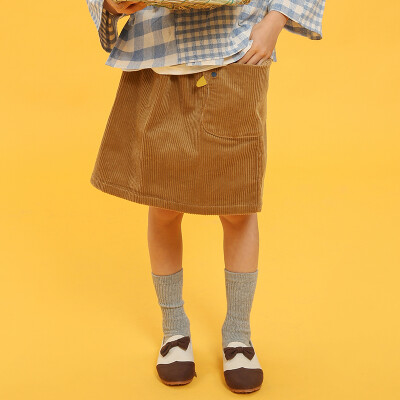TYAKASHA塔卡沙动物系列童款焦糖色灯芯绒直筒半裙MAC54