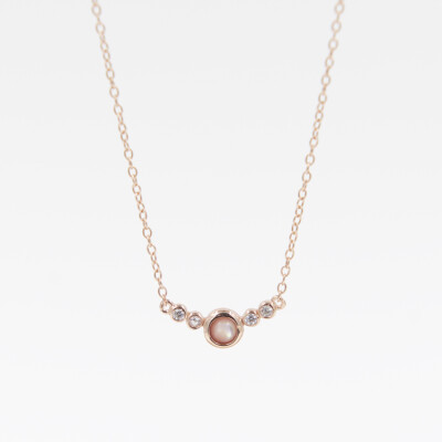 美国Kalliste 粉晶锆石排钻银镀18k玫瑰金时尚项链 现货