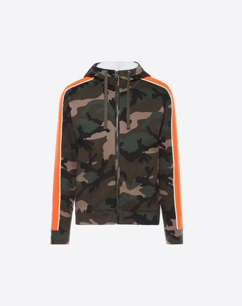 Valentino-Hooded sweatshirt in camouflage print cotton
