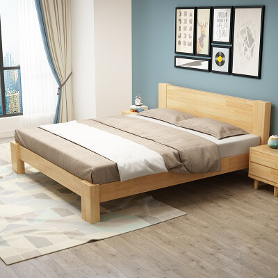 北欧全实木床1.8米双人床日式1.5米简约卧室家具北欧纯实木橡木床