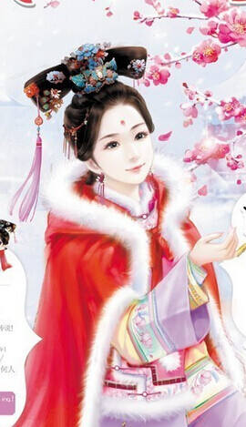 手绘古风红衣女子