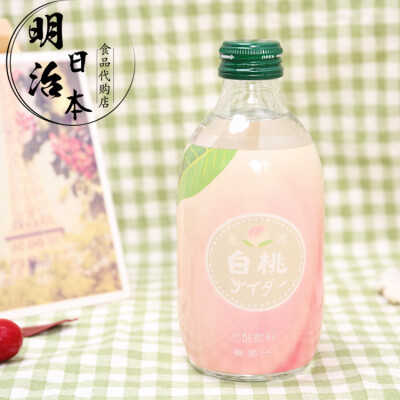 日本进口 友桝饮料 农园白桃味碳酸汽水瓶装300ml