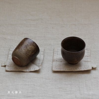 质朴茶器 纯手工拉坯柴烧粗陶茶杯 茶道品茗杯 茶盏