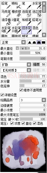 DA繪師isihock分享的一組SAI筆刷設(shè)置，畫場景、水彩和小元素等各筆刷都適用