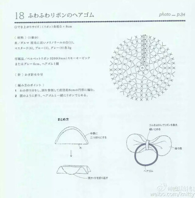 钩针蝴蝶结发圈图解