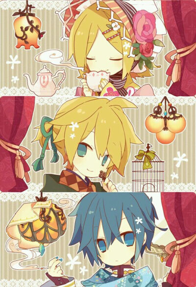 VOCALOID『冰蕉橘』
镜音连 镜音铃 KAITO
画师：由杞