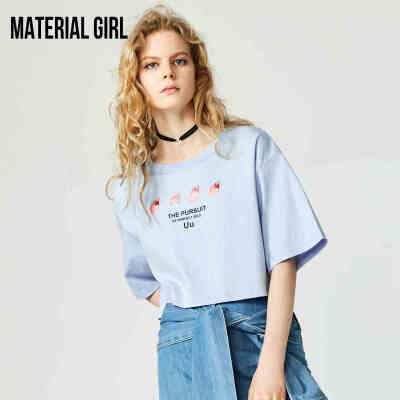 商场同款material girl2017夏季新款印花T恤短款图案短袖上衣女