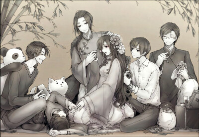 黑塔利亚『亚/细/亚』
王耀 林晓梅 王濠镜 王嘉龙 任勇洙 本田菊
画师：おうし座布団