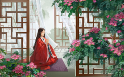 古风 壁纸 插画 祈祷