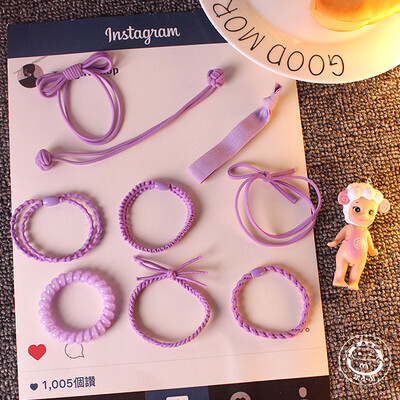 糖果色发圈九件套发绳头绳皮筋女饰品发饰发箍橡皮筋发卡头饰扎头