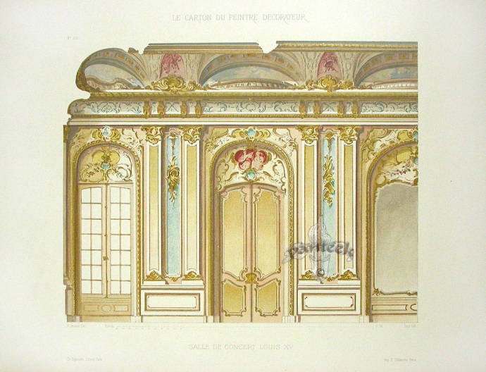 1890年巴黎出版的室内装饰图集。记载着路易十四时期、文艺复兴、洛可可风格、新艺术风格等各种经典风格的装饰。 ​​​​
